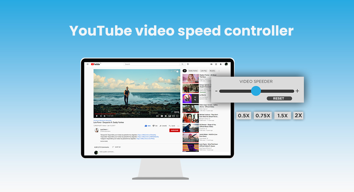 YouTube video speed controller